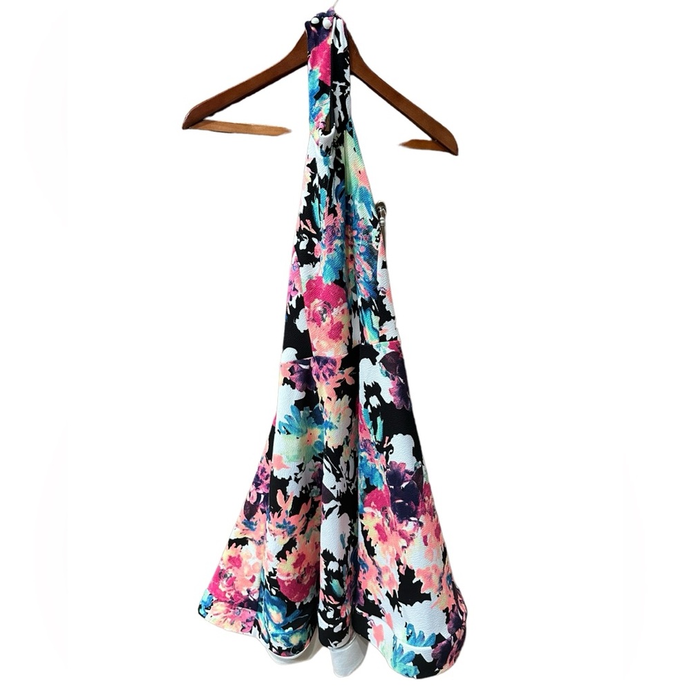 The Pink Lily Neon Nights Colorful Floral Sleeveless Flair Dress